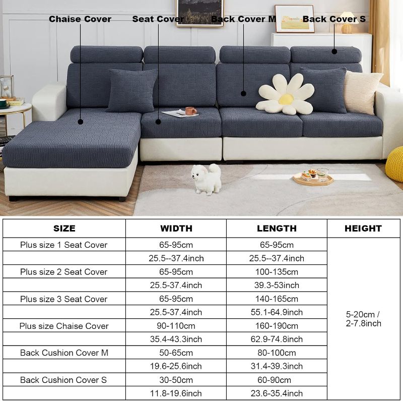 Photo 1 of Universal Stretch Couch Cushion Covers for Sectional Sofa L Shape,Sectional Sofa Cover Soft Slipcover Replacement for L Shaped Sofa with Elastic Edge(Back Cover-Small,Dark Grey)