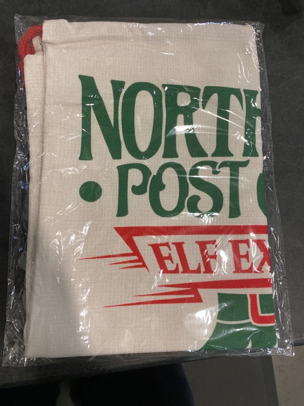 Photo 3 of Easy Sublimation Polyester Santa Sacks Large 19 Inches by 27 Inches- Just Add A Name (NORTH POLE)