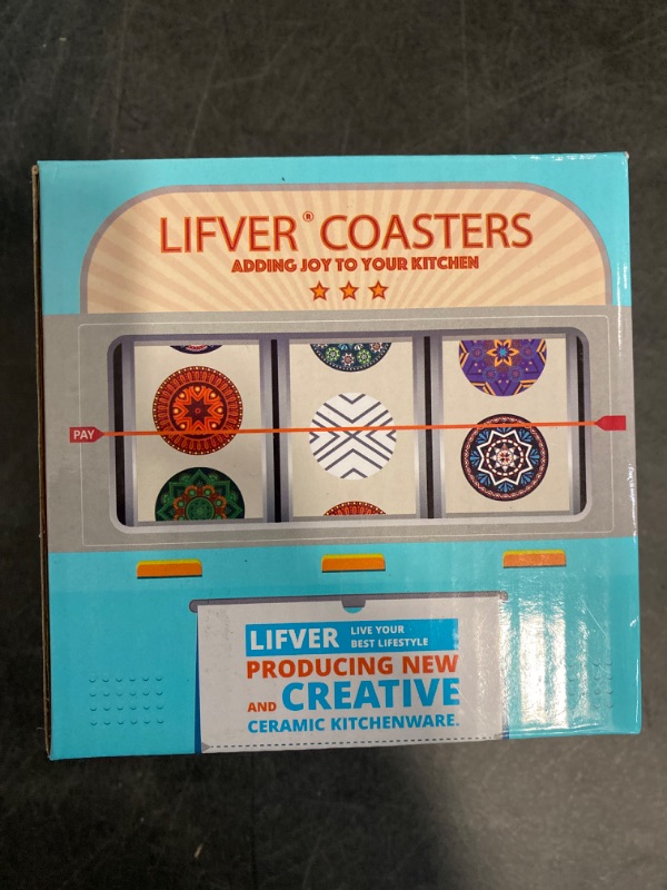 Photo 3 of LIFVER Coasters for Drinks, Absorbent Coasters with Holder Set of 6, Avoid Furniture Being Scratched and Soiled, Housewarming Gift for Home Decor, 4 inches -2 Terrazzo Pattern