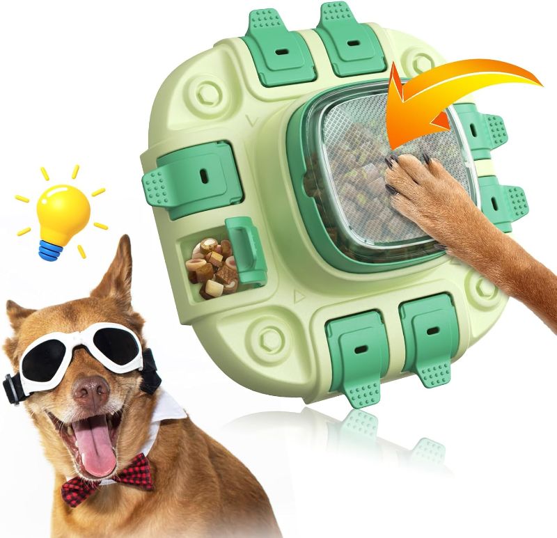 Photo 1 of KADTC Dog Puzzle Toys for Small/Medium/Large Dogs Slow Feeder w/Button Level 2 in 1 Boredom Busters Keep Them Busy Enrichment Toy Puzzles Food/Treat Dispenser Puppy Brain Mental Stimulation Game MLD