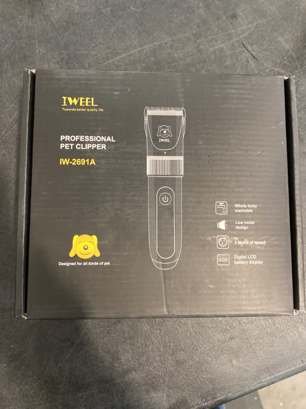 Photo 1 of IWEEL Dog Clippers, 2-speed Professional Rechargeable Cordless Cat Shaver and Low Noise Water Proof Electric Dog Trimmer Pet Grooming Kit Animal Hair Clippers Tool with Scissors Combs