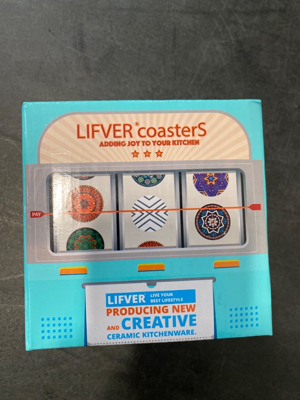 Photo 1 of LIFVER Coasters for Drinks, Absorbent Coasters with Holder, Coasters Set of 6, Avoid Furniture Being Scratched, Funny Housewarming Gift for Home Decor and Kitchen, 4 inches, Granite-Style