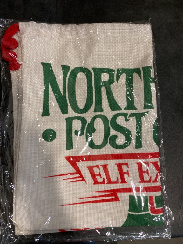 Photo 2 of Easy Sublimation Polyester Santa Sacks Large 19 Inches by 27 Inches- Just Add A Name (NORTH POLE)