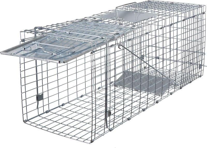 Photo 1 of ANT MARCH Live Animal Cage Trap 32''x11.5"x13" Steel Humane Release Rodent Cage Iron Door for Rabbits, Stray Cat, Squirrel, Raccoon, Mole, Gopher, Opossum, Skunk, Chipmunks, Groundhog