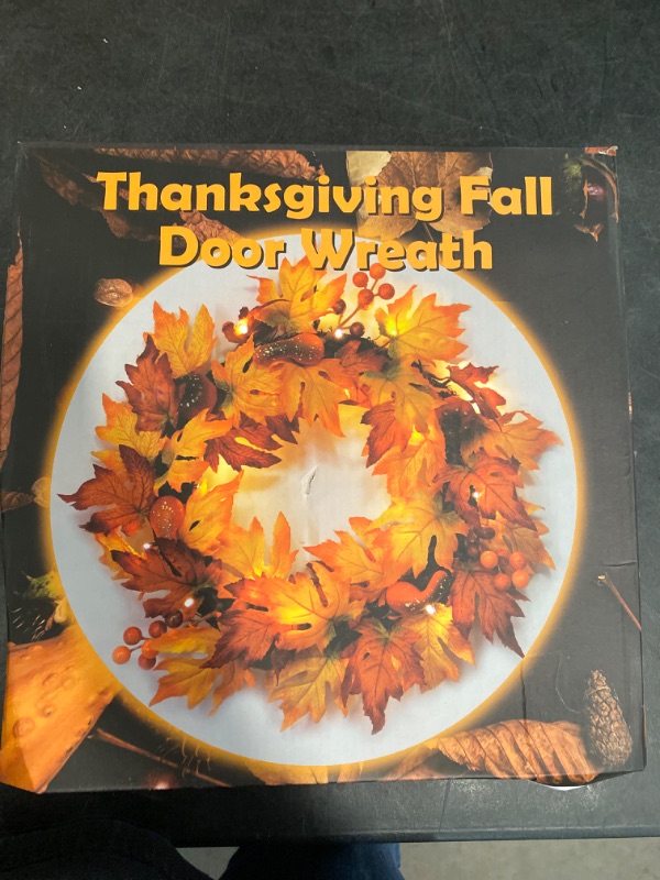 Photo 3 of 22 Inch Fall Wreath - Fall Wreaths for Front Door Used Autumn Thanksgiving Halloween with Home Party Fall Garland Decoration