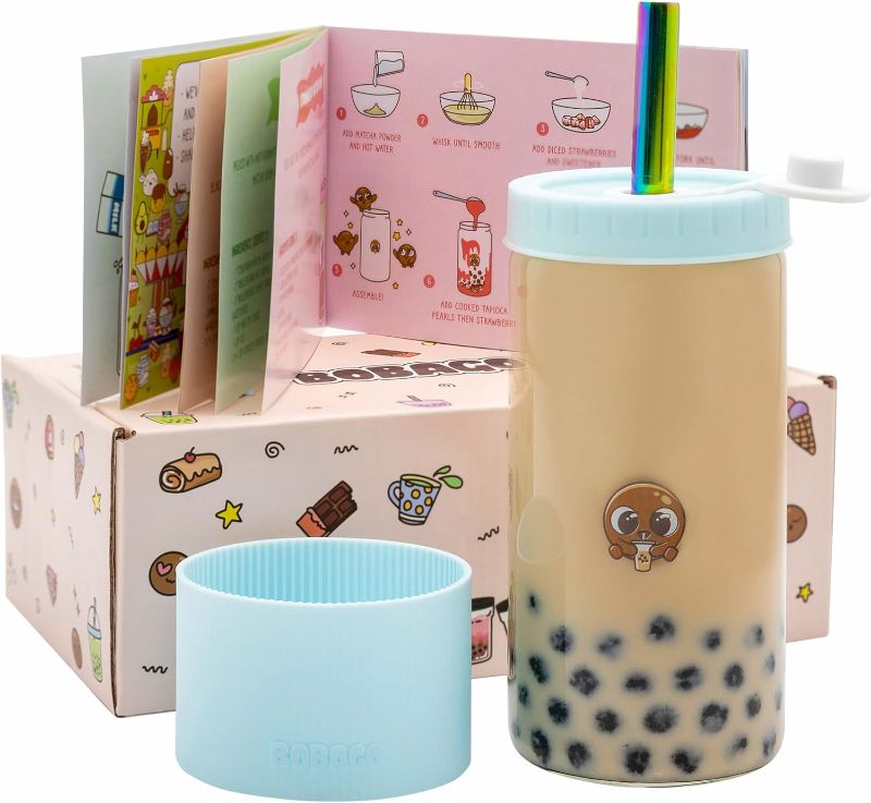 Photo 1 of BobaGO Reusable Boba Cup with Straw, Bubble Tea Cup with Recipe Book, Reusable Boba Cups with Lid, Boba Mugs, 17oz (Sky Blue, 20oz)
