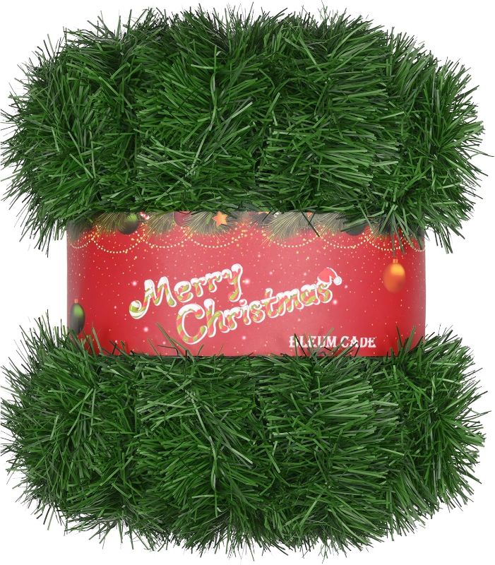 Photo 1 of Christmas Decorations-50 FT Christmas Garland for Mantle, Artificial Pine Garland Christmas Tree Garland Decorations, Green Garland for Indoor Outdoor Home Christmas Decorations