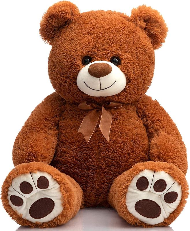 Photo 1 of HollyHOME Teddy Bear Stuffed Animal Plush Giant Teddy Bears with Footprints Big Bear 36 inch Brown