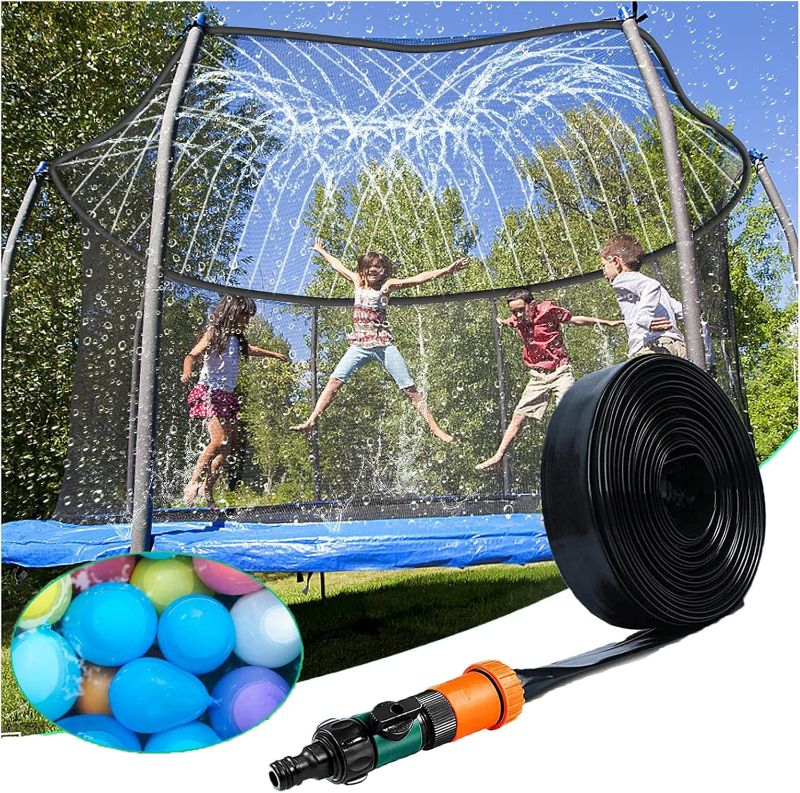 Photo 1 of Trampoline Sprinkler 12ft 14ft round Trampoline Accessories Fun Summer Outdoor Backyard Waterpark Kids Sprinkler 39ft cool toys hose Sprinkler for Kids for Water Play, Games in Yards