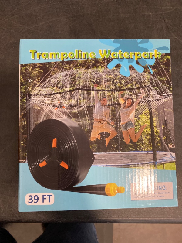 Photo 3 of Trampoline Sprinkler 12ft 14ft round Trampoline Accessories Fun Summer Outdoor Backyard Waterpark Kids Sprinkler 39ft cool toys hose Sprinkler for Kids for Water Play, Games in Yards