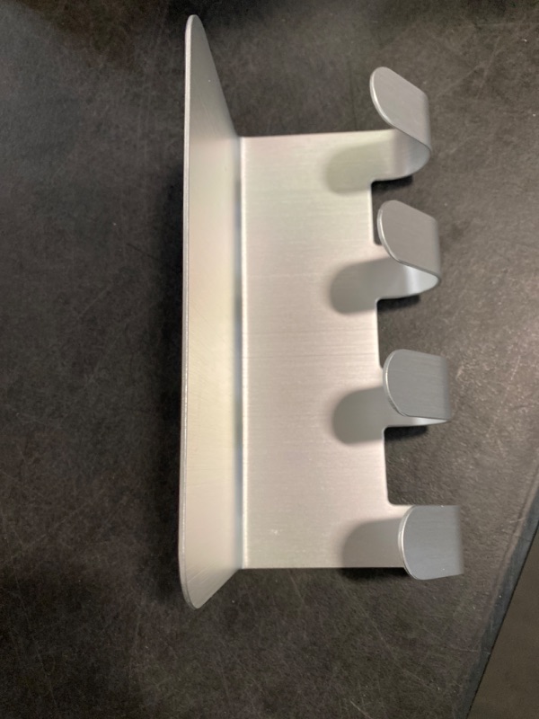 Photo 1 of InterDesign AFFIXX Strong Self-Adhesive Metro Aluminum Bathroom Shower Hook Rack for Loofahs, Razors - Silver
