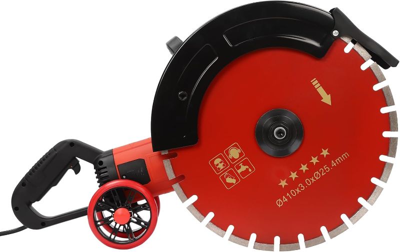 Photo 1 of Electric Concrete Saw, 16 in, 4000W Concrete Cutter Saw with 6.5 in Cutting Depth, Electric Wet Disk Saw Cutter Includes Water Line, Pump and Blade for Stone, Brick, Porcelain, Concrete