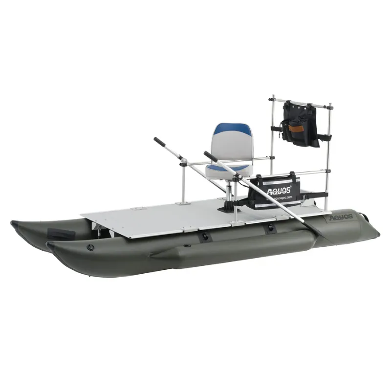 Photo 1 of AQUOS 11.5ft / 12.5ft Heavy-Duty for Two Series Inflatable Pontoon Boat with Stainless Steel Guard Bar and Folding Seat for Fishing, Aluminum Floor Board, Transport Canada Approved