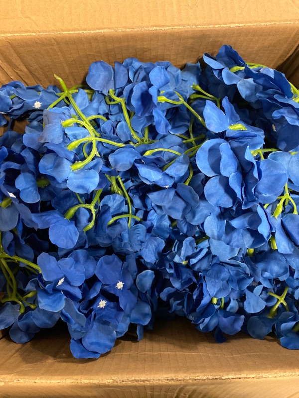 Photo 2 of AVIVIHO 40pcs Royal Blue Hydrangea Artificial Flowers Bundle Fake Flowers Heads Faux Hydrangea Silk Flowers with Stems, Perfect for Weddings,Centerpieces,Wreath, Home & Garden Party Decorations