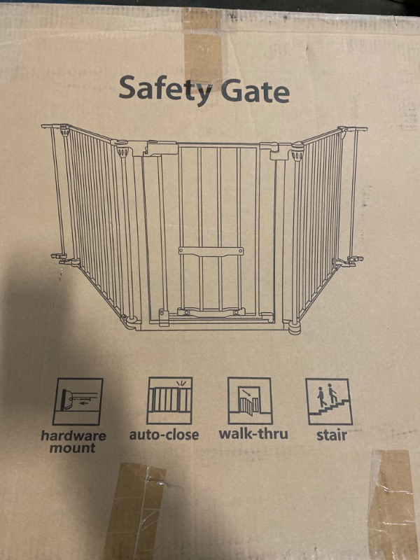 Photo 4 of Extra Wide Baby Gate 29-80" Pet Gate with Cat Door Adjustable 32.28” Tall,Hardware Mount Dog Gate for Stairs Easy Walk Thru Auto Close Pet Gates for The Doorways, Child Gate