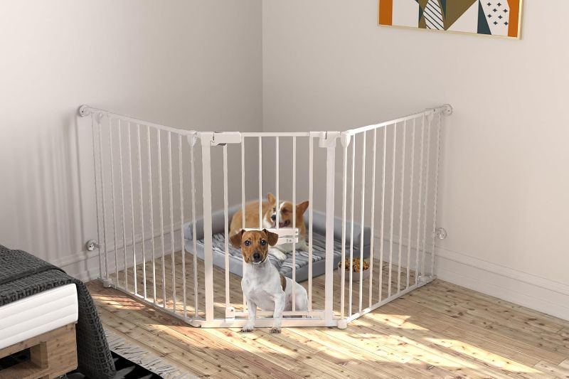 Photo 2 of Extra Wide Baby Gate 29-80" Pet Gate with Cat Door Adjustable 32.28” Tall,Hardware Mount Dog Gate for Stairs Easy Walk Thru Auto Close Pet Gates for The Doorways, Child Gate