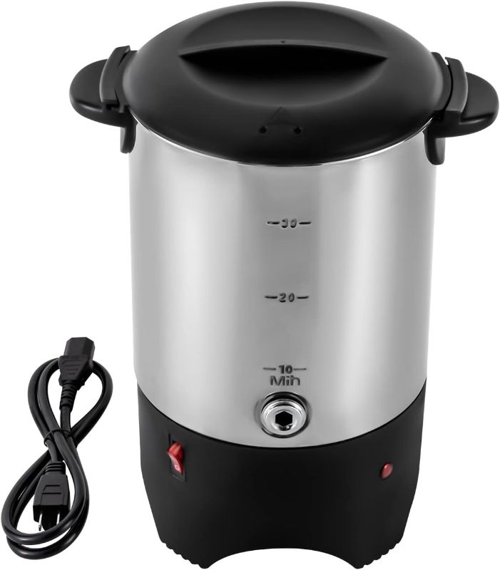 Photo 1 of 5.2L Stainless Steel Coffee Urn, 30-Cup Electric Coffee Maker, 1000W Fast Heating Beverage Dispenser Stainless Steel Coffee Maker with Removable Filter for Offices Hotels Home - Silver