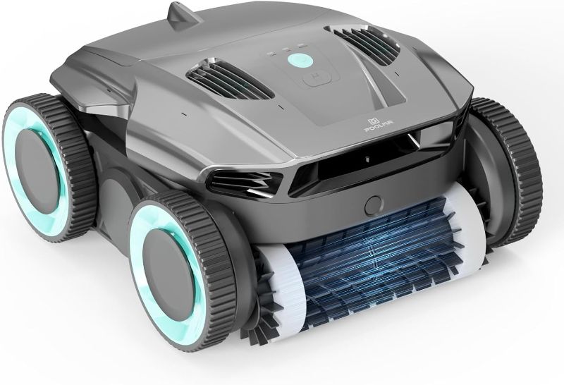 Photo 1 of Cordless Robotic Pool Cleaner - Automatic Pool Vacuum Robot with Wall Climbing - 120 Mins Runtime, Quad-Motor Powerful Suction, Self-Parking, for In Ground Pool Up to 1500 sq. ft, Black