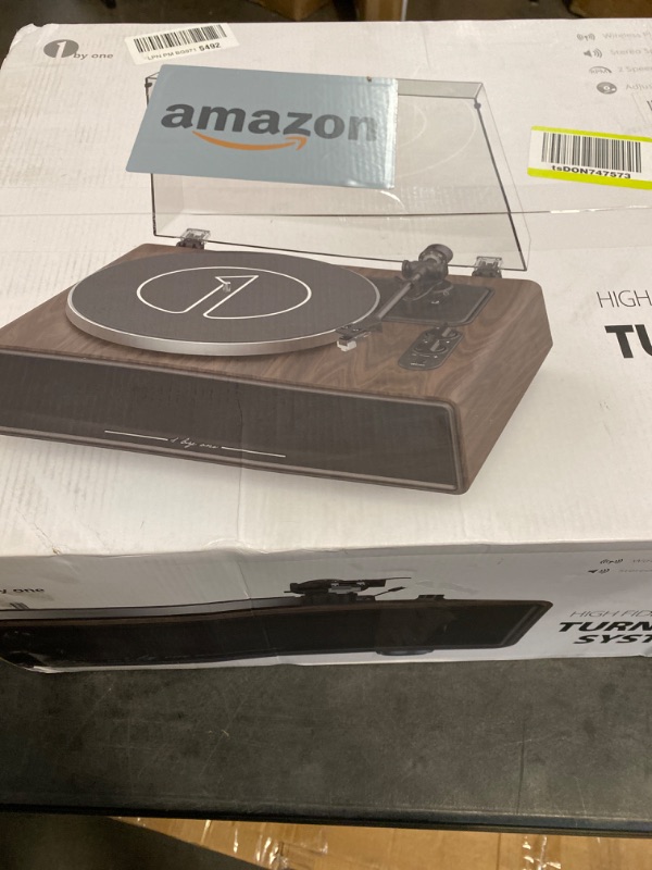 Photo 3 of 1 by ONE High Fidelity Belt Drive Turntable with Built-in Speakers, Vinyl Record Player with Magnetic Cartridge, Bluetooth Playback and Aux-in Functionality, Auto Off