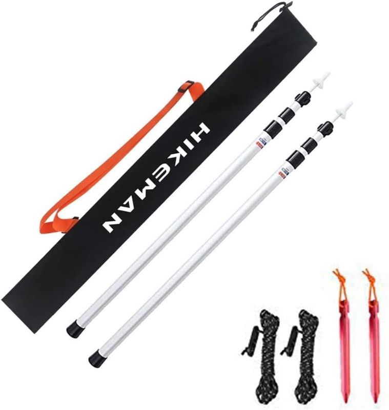 Photo 1 of HIKEMAN Tarp Poles Adjustable Aluminum Telescoping Tarp Poles, Lightweight Canopy Poles Portable Tent Poles for Outdoor Camping Backpacking Awning