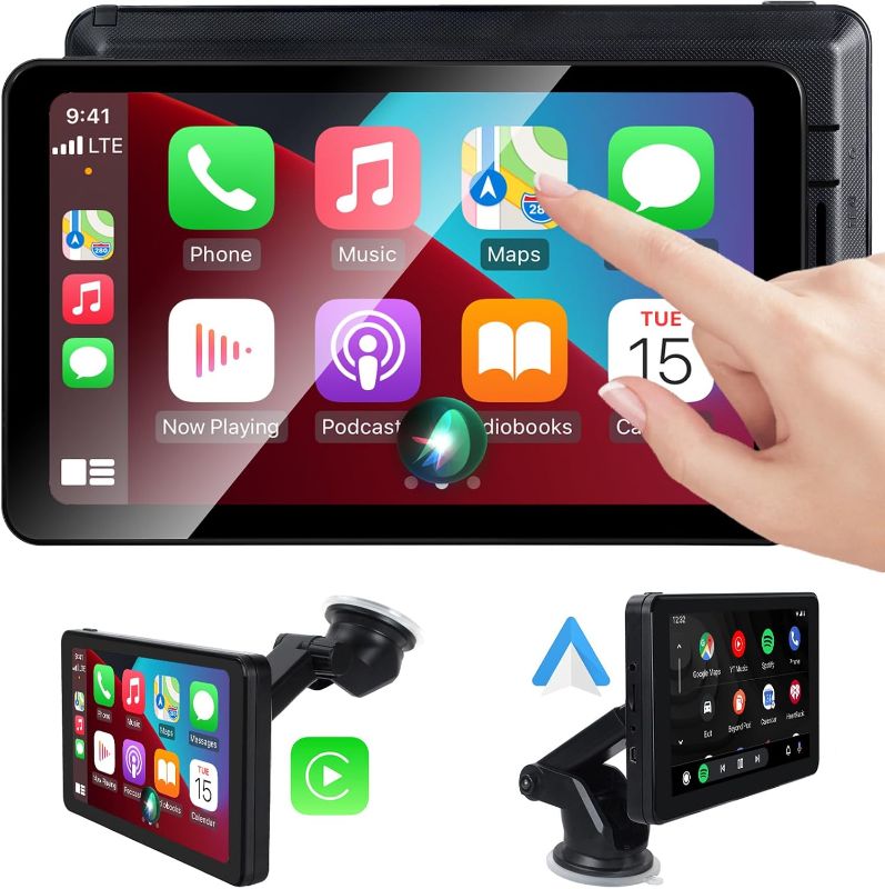 Photo 1 of Compatible Wireless Apple CarPlay Screen fo Car, 7" HD Portable Stereo Android Auto Bluetooth Touch Screen GPS Navigation, Mirror Link, Siri, AirPlay, FM, AUX