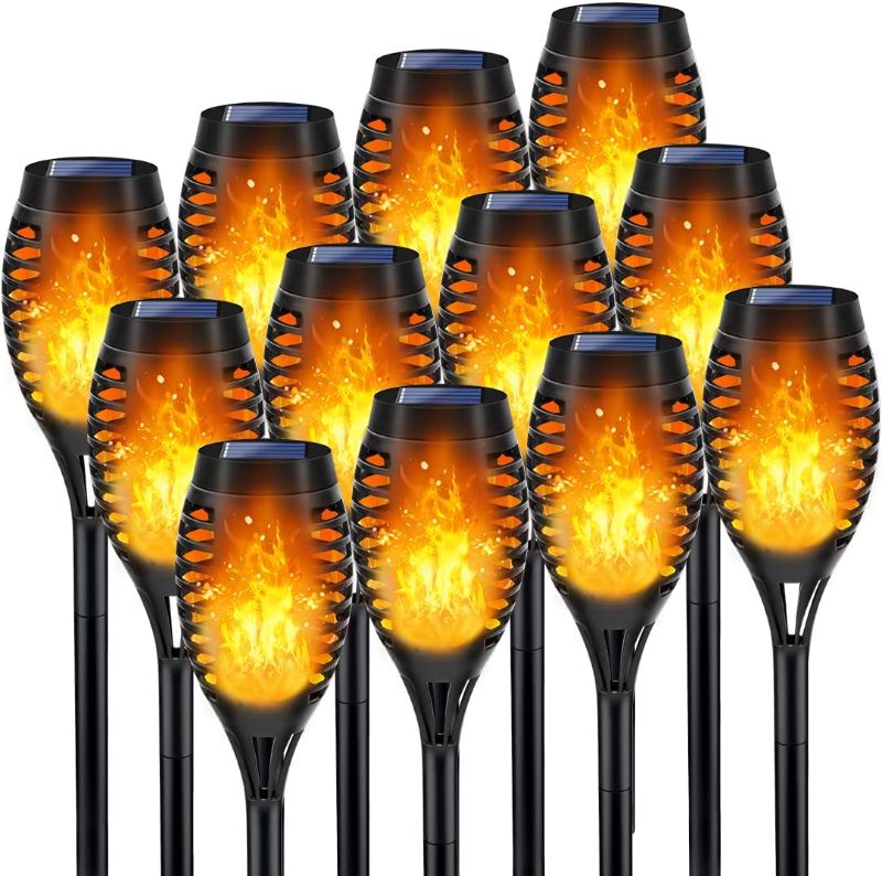 Photo 1 of Outdoor Solar Lights, 12Pack Solar Torch Lights with Flickering Flame, Solar Garden Lights Waterproof, Solar Powered Outdoor Lights for Yard, Solar Torches for Outside-Pathway Garden Decor