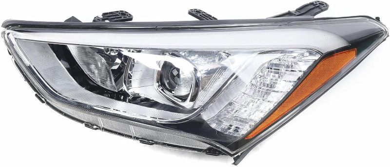 Photo 1 of Halogen Headlight Assembly for 2013 2014 2015 2016Hyundai Santa Fe Models Halogen Headlight Left Driver Side OE Headlamp Replacement Black Housing Clear Headlight 921024Z010 (LH)