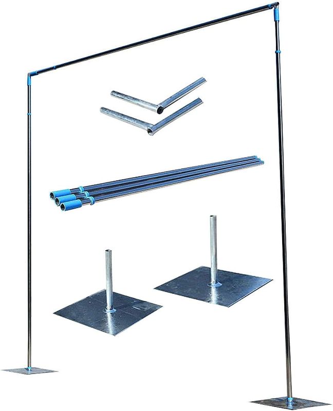 Photo 1 of 3x3m Wedding Photography Backdrop Stand Stainless Steel Curves Pipe and Drape Backdrop or Room Divider Kit Adjustable Curved Pipe and Drape Backdrop Support Kit for Wedding Party