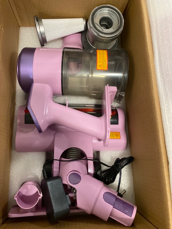 Photo 2 of Homeika- Pro Version- 28k PA Cordless Vacuum- Digital Display- 50 Min Run Time- 3 Speeds- Telescopic – 300 Watts- Brushless Motor- 8 in 1- HEPA Filter- for All Floors- Detachable Battery Purple