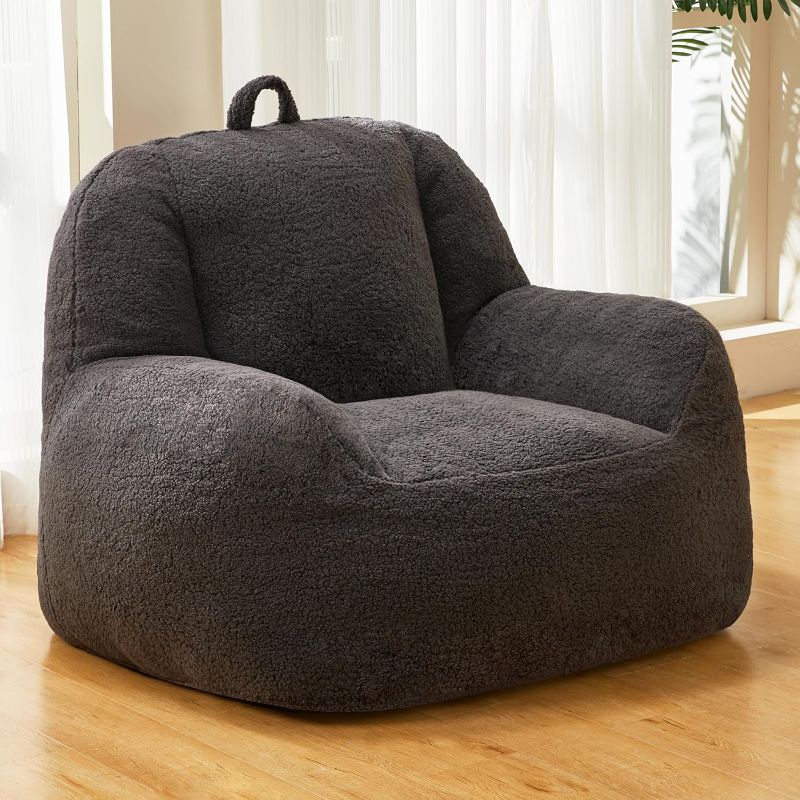 Photo 1 of Homguava Bean Bag Chair Sherpa Bean Bag Lazy Sofa Beanbag Chairs for Adults with High Density Foam Filling Modern Accent Chairs Comfy Chairs for Living Room, Bedrooms