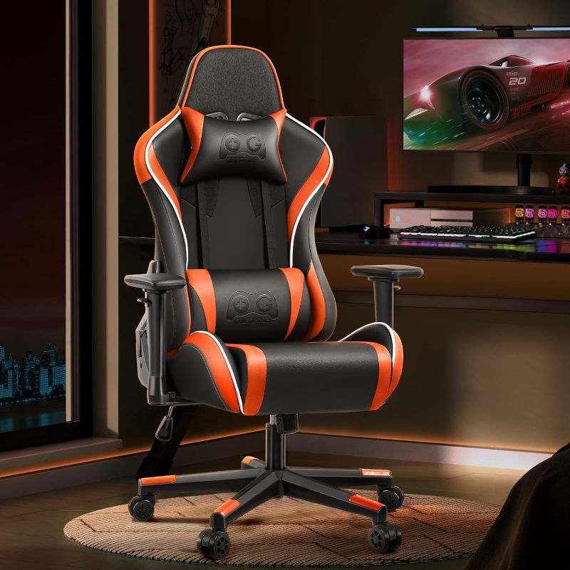 Photo 1 of OneGame Gaming Chair, Ergonomic Computer Gamer Chair 3D Armrests, Swivel Office Desk Chair, Adjustable High Back with Lumbar Support, Blackorange