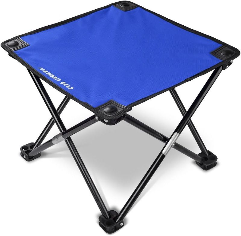 Photo 1 of Camping Stool Portable Footrest for Hiking Fishing Backpacking Beach Travel - Capacity 220lbs (Blue, 14.17 * 11.8 inch)