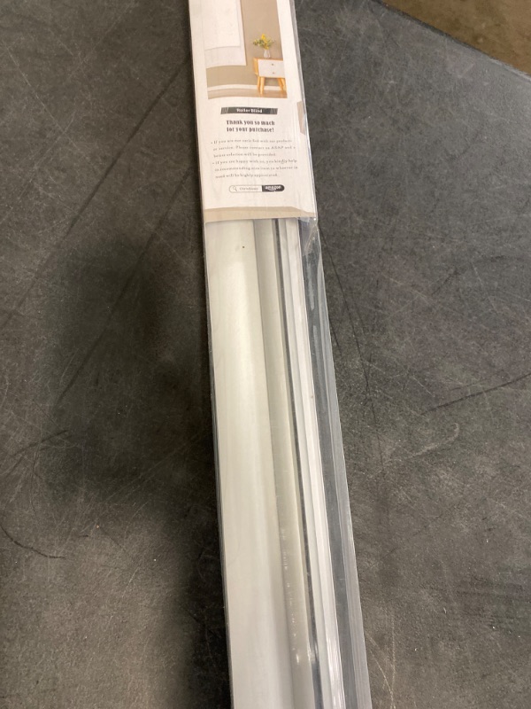 Photo 2 of ChrisDowa Cordless 100% Blackout Roller Shade, with Striped Jacquard, Thermal Insulated, UV Protection Fabric, Total Blackout Blinds for Window, French Doors, Home and Office. Light Grey, 46"W x 72"H