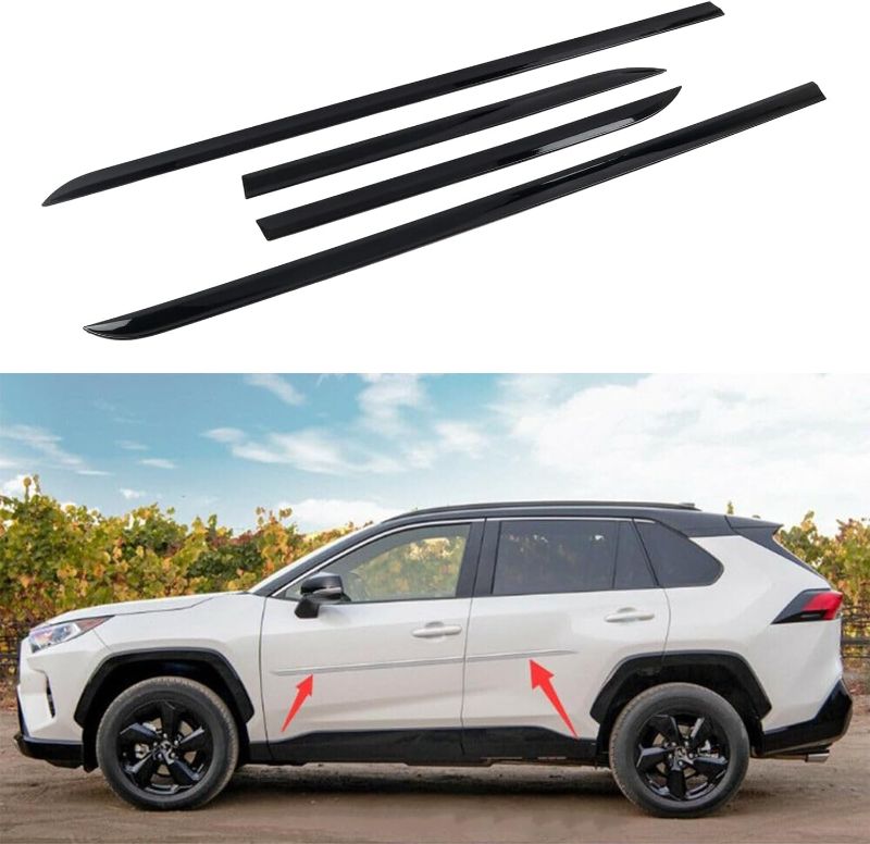 Photo 1 of for Toyota RAV4 2019-2024 Side Door Molding Stripe Trim Door Anti-Collision Protector Decorative Cover Car Accessories 4pcs (Glossy Black)