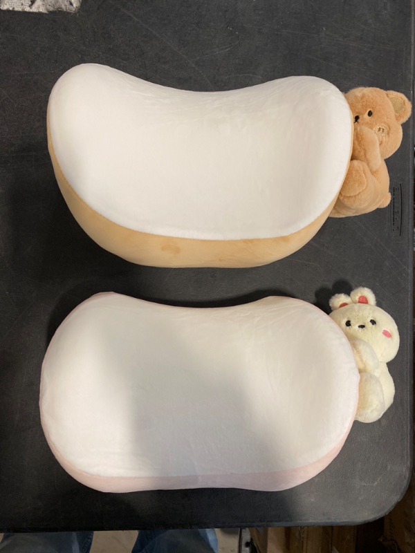 Photo 1 of Car Headrest Pillow 2PCS Plush Bear ? Bunny Car Seat Headrest Pillow - Memory Foam Neck Support Cushions for Comfortable Driving, Easy Install & Washable (Bear+Rabbit)