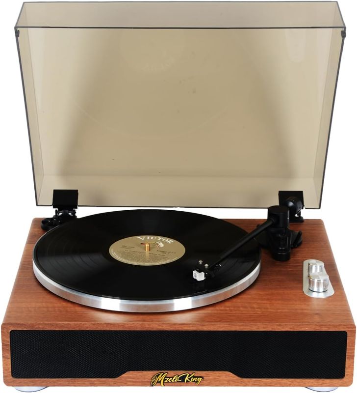 Photo 1 of Vinyl Record Player, Bluetooth High Fidelity Turntable with Built in Speakers Phono Preamp, Vinyl Player with MM Cartridge/Bluetooth/Headphone Jack/Aux-in/RCA,Belt Drive 2-Speed,Walnut…