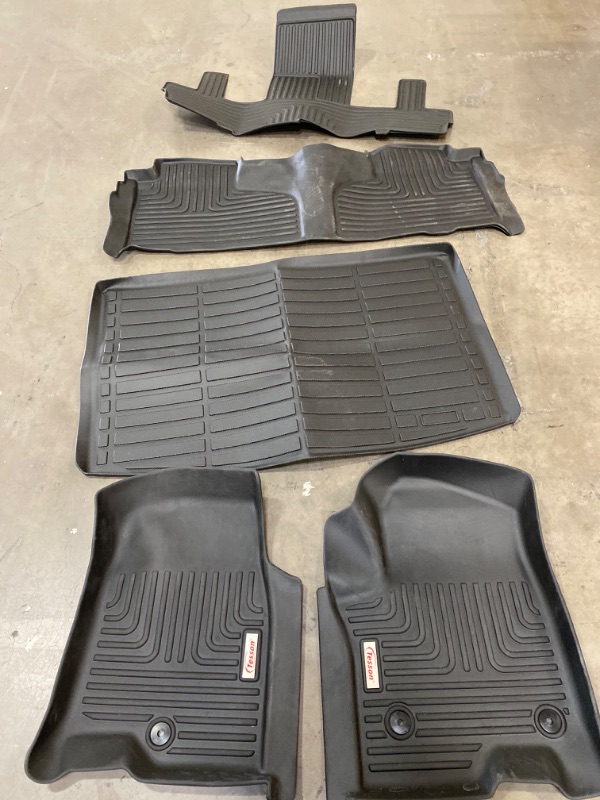 Photo 2 of Tesson Floor Mats Accessories 3 Row Liners Set Custom Fit for 7 Seats 2021-2025 Chevy Chevrolet Suburban/GMC Yukon XL/Cadillac Escalade ESV with 2nd Row Bucket Seats,All Weather TPE Car Mats