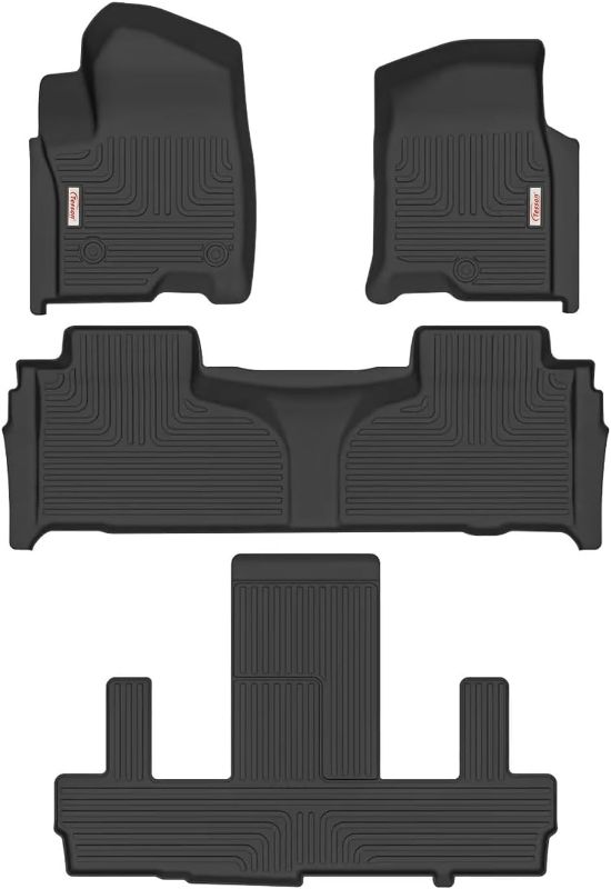 Photo 1 of Tesson Floor Mats Accessories 3 Row Liners Set Custom Fit for 7 Seats 2021-2025 Chevy Chevrolet Suburban/GMC Yukon XL/Cadillac Escalade ESV with 2nd Row Bucket Seats,All Weather TPE Car Mats