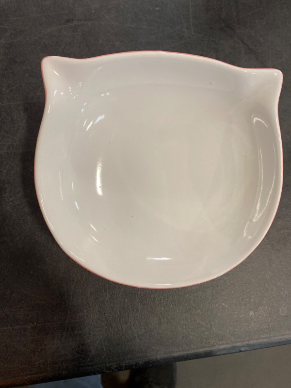 Photo 2 of Raised Ceramic Cat Food Q Bowl Dish, Tilt Angle Protect Cat's Spine, Stress for Cat - Pink