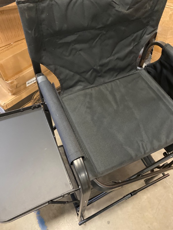 Photo 2 of mefeir 30" Tall Directors Chair Black Folding with Side Table Storage Bag,Portable Makeup Artist Bar Height, Aluminum Frame 300 lbs Capacity, 19.2" D x 23.6" W x 45.6" H