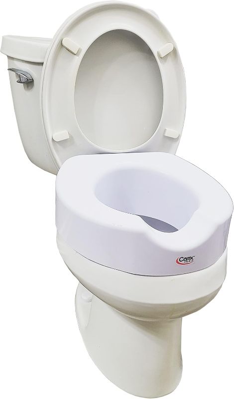 Photo 1 of Carex Toilet Seat Riser With Quick-Lock, Raised Toilet Seat Adds 4 Inches of Height to Toilet - Toilet Seat Lifter With 300 Pound Weight Capacity, Slip-Resistant