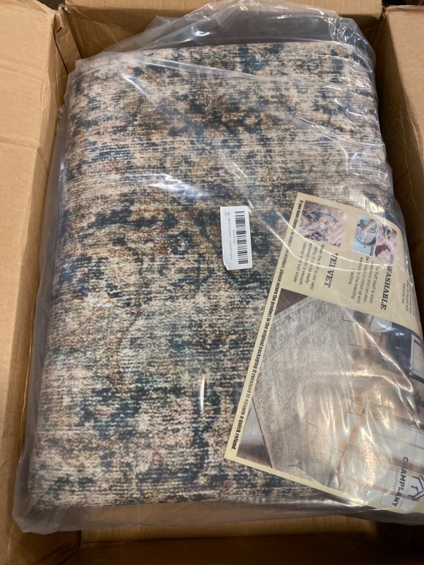 Photo 2 of Area Rug 8x10 Washable Rug Brown Vintage Rug Traditional Mat Distressed Indoor Foldable Thin Rug Retro Accent Rug Floral Print Rug Non Slip Carpet Living Room Dining Room Office