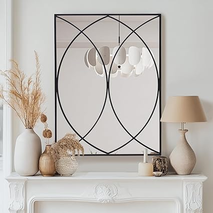 Photo 2 of Antok Decorative Mirrors for Wall Decor, 30" x 40" Decorative Wall Mirror Black Window Mirrors Wall Mounted Decorative Mirror for Living Room Dining Room Hallway Entryway Bedroom