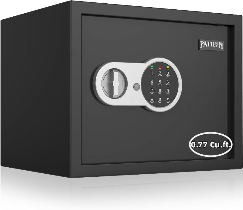 Photo 1 of [ 0.77 Cu.ft. ]PATRON Safe Box with Key,Digital Security Home Safe,Cabinet Safe for Money Cash Documents,Wall Safe with Electronic Keypad,Removable Shelf for Office Hotel House Business,0.77 Cu.ft.