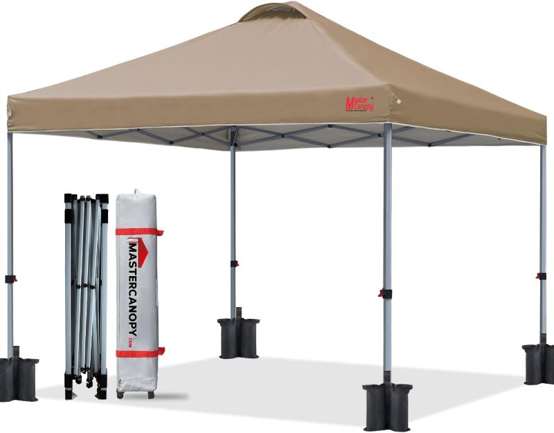 Photo 1 of MASTERCANOPY Durable Pop-up Canopy Tent with Roller Bag (Khaki)