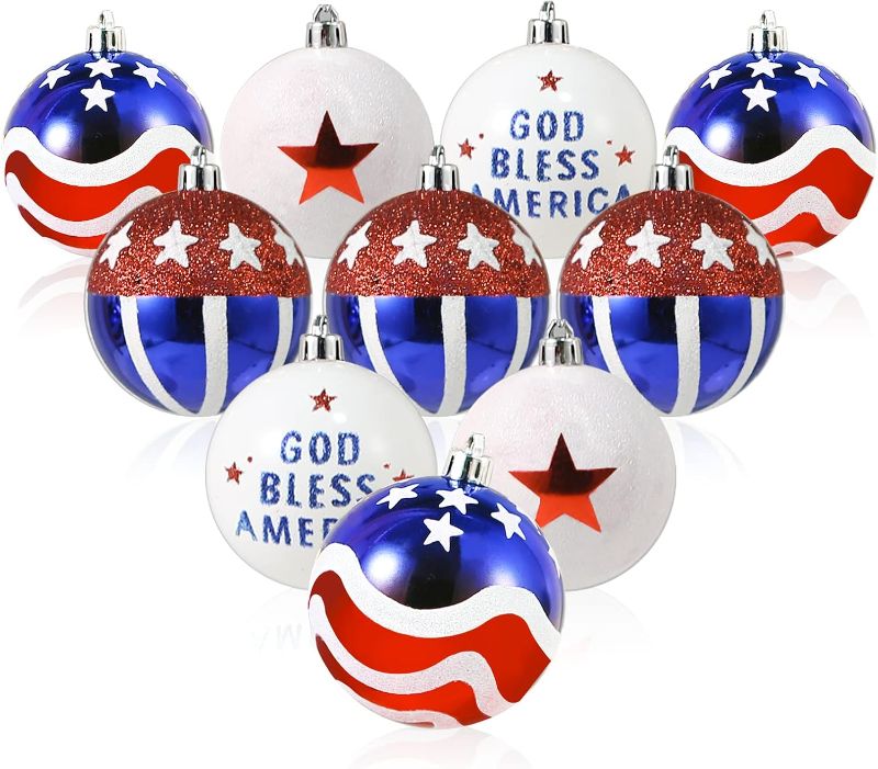 Photo 1 of AMS 2.76”/16ct Christmas Ball Delicate Painting & Glittering Shatterproof Tree Hanging Ornaments Baubles in a Ideal for Xmas