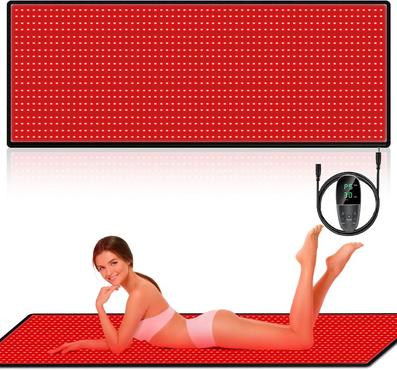 Photo 1 of Red Light Therapy Infrared Pad: Pain Relief 1280 LEDs Large Mat for Full Body 660nm Red Light&850nm Infrared Therapy Heating Wrap Body 71 * 31 Inch Big Pads for Back Neck Knee Face Infared Panel Lamp