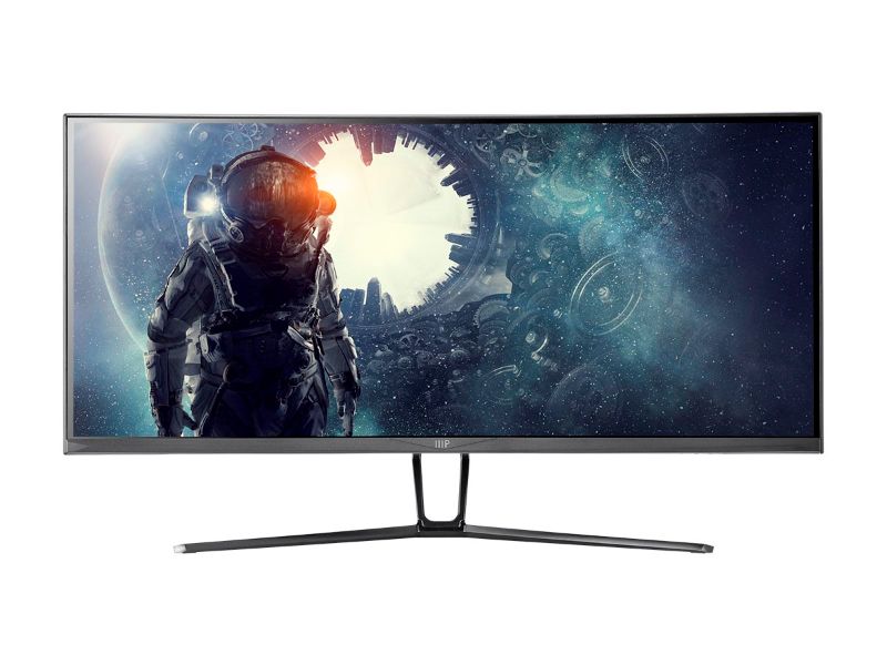 Photo 1 of Monoprice 35in Zero-G Curved Ultrawide Gaming Monitor V2 - 1800R, 21:9, 3440x1440p, UWQHD, 120Hz, AMD FreeSync, 4ms, HDMI, DisplayPort, VA