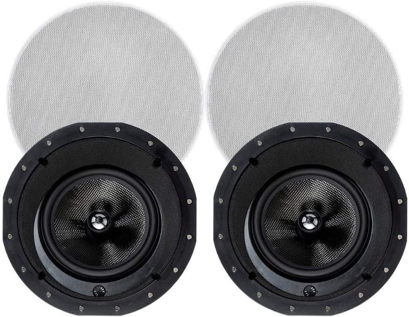 Photo 1 of Monoprice 2-Way Carbon Fiber In-Ceiling Speakers - 8-Inch, With 15 Degree Angled Drivers, Pair, Black - Alpha Series