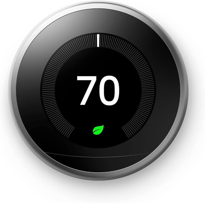 Photo 1 of Google Nest Learning Thermostat - Programmable Smart Thermostat for Home - 3rd Generation Nest Thermostat - Compatible with Alexa - Stainless Steel-Renewed